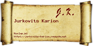 Jurkovits Karion névjegykártya